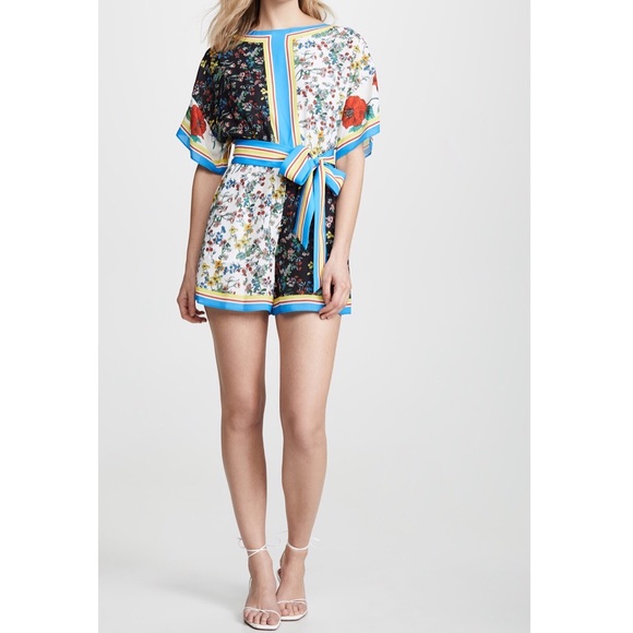 Alice + Olivia Pants - Alice + Olivia Bowie Drop Shoulder Romper